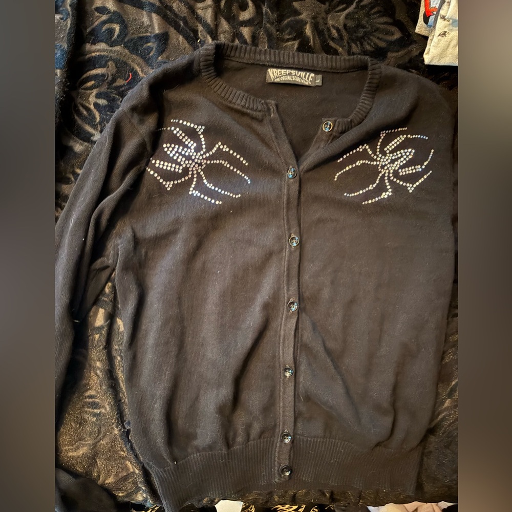 Kreepsville spider pinup sweater